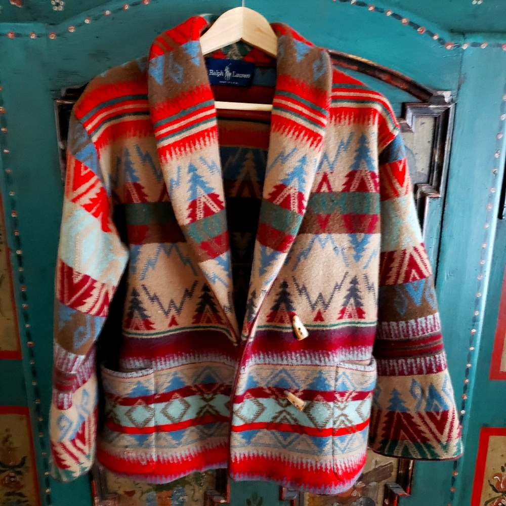 Vintage RL Aztec Shawl collar Cardigan